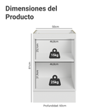 Bajo Mesada 50 x 60cm 1 Puerta (Sin Mesada) Blanco Stella