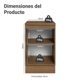 Bajo Mesada 50cm X 60 cm, 1 Puerta (Con Mesada) Marrón/Negro Lux Madesa