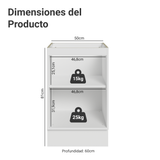 Bajo Mesada 50cm X 60 cm, 1 Puerta (Sin Mesada) Blanco/Gris Lux Madesa