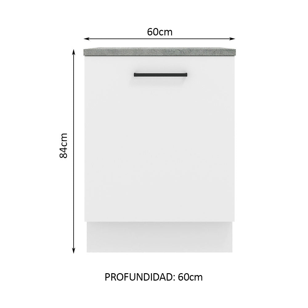 Bajo Mesada Cocina 60 x 60 cm 1 Puerta (Con Mesada) Blanco Agata Madesa