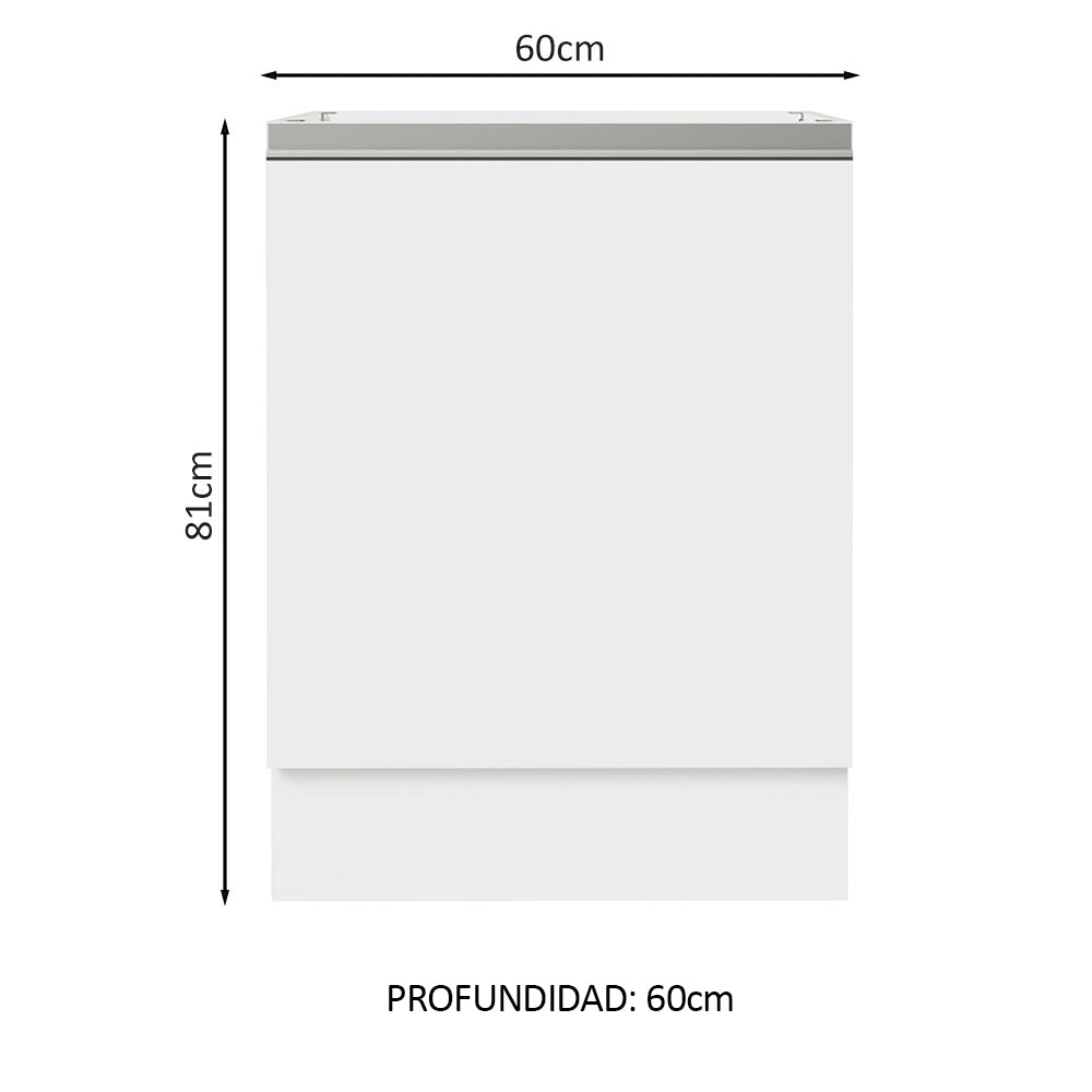 Bajo Mesada Cocina 60 x 60 cm 1 Puerta (Sin Mesada) Blanco Glamy Madesa
