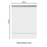 Bajo Mesada Cocina 60 x 60 cm 1 Puerta (Sin Mesada) Blanco Glamy Madesa