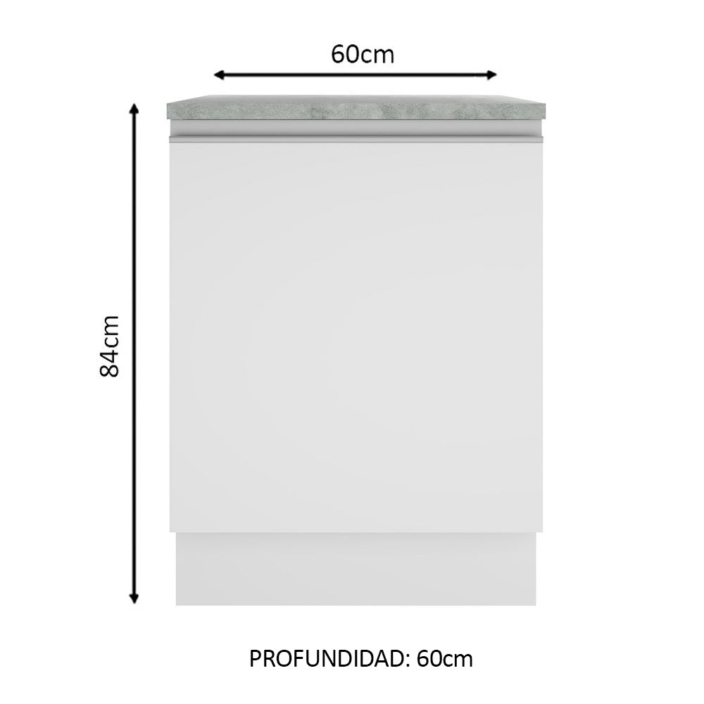 Bajo Mesada Madesa Glamy 60 x 60 cm 1 Puerta (Con Mesada) Blanco