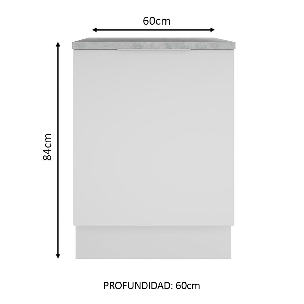 Bajo Mesada Cocina 60 x 60 cm 1 Puerta (Con Mesada) Blanco Stella Madesa