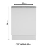 Bajo Mesada Cocina 60 x 60 cm 1 Puerta (Con Mesada) Blanco Stella Madesa