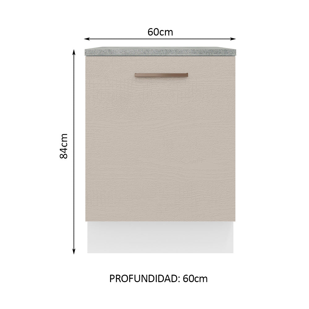 Bajo Mesada Cocina 60 x 60 cm 1 Puerta (Con Mesada) Blanco/Crema Agata Madesa