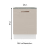 Bajo Mesada Cocina 60 x 60 cm 1 Puerta (Con Mesada) Blanco/Crema Agata Madesa