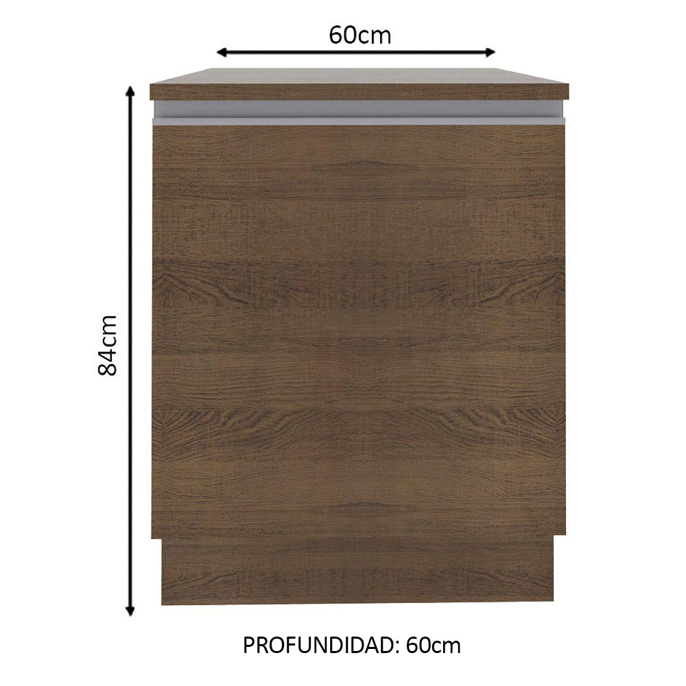 Bajo Mesada Madesa Glamy 60 x 60 cm 1 Puerta (Con Mesada) Marrón