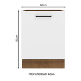 Bajo Mesada Cocina 60 x 60 cm 1 Puerta (Sin Mesada) Marrón/Blanco Agata Madesa