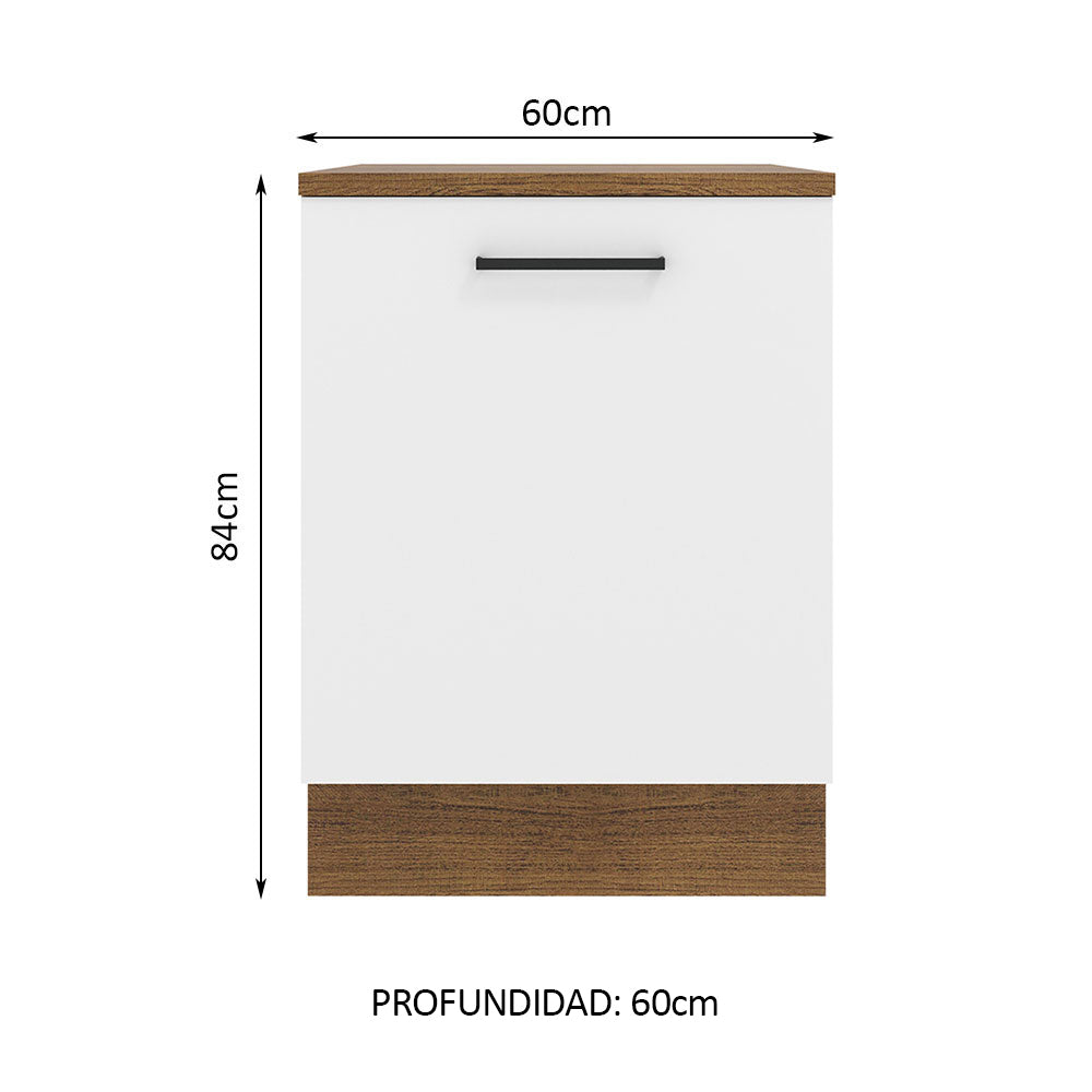 Bajo Mesada Cocina 60 x 60 cm 1 Puerta (Con Mesada) Marrón/Blanco Agata Madesa