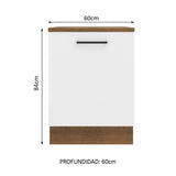 Bajo Mesada Cocina 60 x 60 cm 1 Puerta (Con Mesada) Marrón/Blanco Agata Madesa