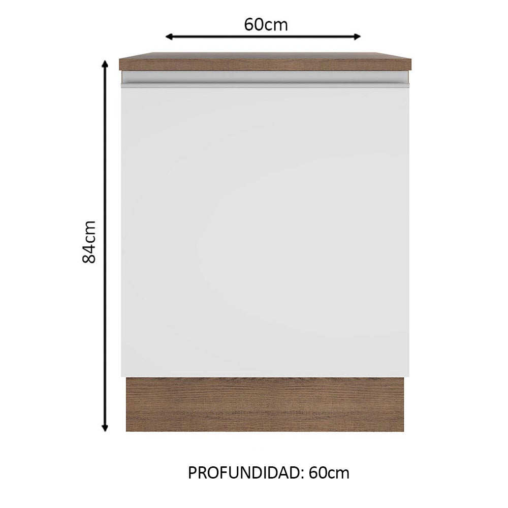 Bajo Mesada Madesa Glamy 60 x 60 cm 1 Puerta (Con Mesada) Marrón/Blanco