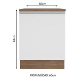 Bajo Mesada Madesa Glamy 60 x 60 cm 1 Puerta (Con Mesada) Marrón/Blanco