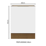 Bajo Mesada Cocina 60 x 60 cm 1 Puerta (Sin Mesada) Marrón/Blanco Stella Madesa