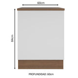 Bajo Mesada Cocina 60 x 60 cm 1 Puerta (Con Mesada) Marrón/Blanco Stella Madesa