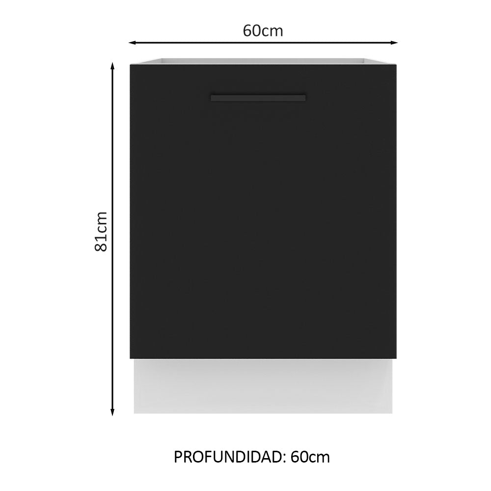 Bajo Mesada Cocina 60 x 60 cm 1 Puerta (Sin Mesada) Blanco/Negro Agata Madesa