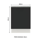 Bajo Mesada Cocina 60 x 60 cm 1 Puerta (Con Mesada) Blanco/Negro Agata Madesa