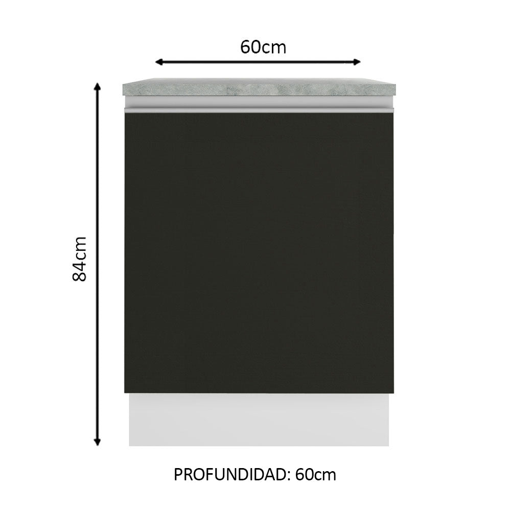 Bajo Mesada Madesa Glamy 60 x 60 cm 1 Puerta (Con Mesada) Blanco/Negro