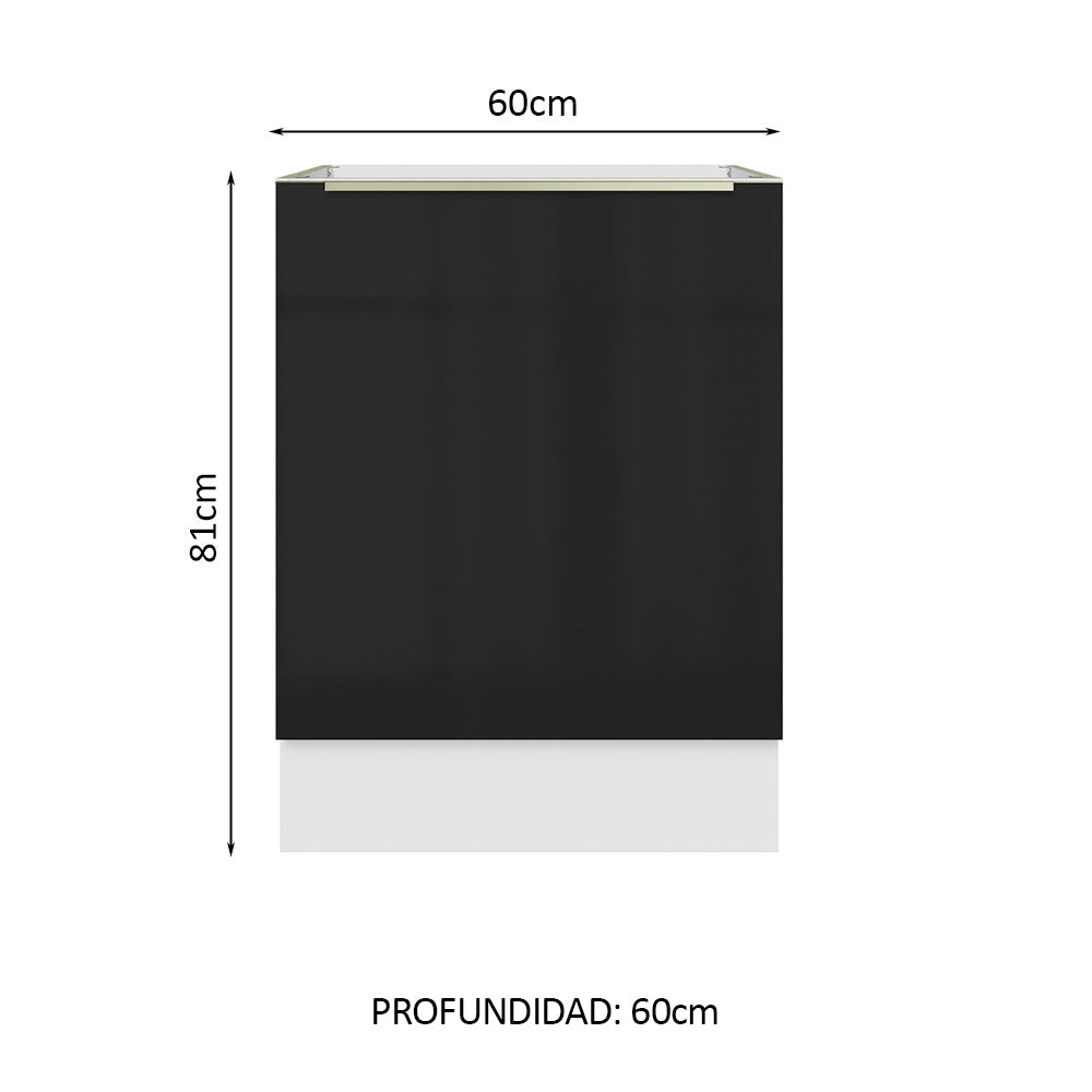 Bajo Mesada 60 cm x 60 cm, 1 Puerta Lux Blanco/Negro