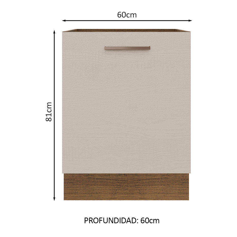 Bajo Mesada Cocina 60 x 60 cm 1 Puerta (Sin Mesada) Marrón/Crema Agata Madesa