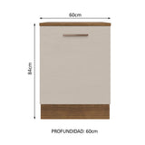 Bajo Mesada Cocina 60 x 60 cm 1 Puerta (Con Mesada) Marrón/Crema Agata Madesa