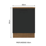 Bajo Mesada Cocina 60 x 60 cm 1 Puerta (Con Mesada) Marrón/Negro Agata Madesa