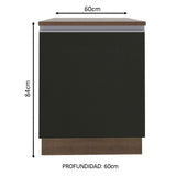 Bajo Mesada Madesa Glamy 60 x 60 cm 1 Puerta (Con Mesada) Marrón/Negro