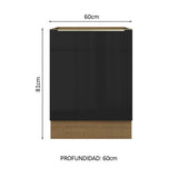Bajo Mesada 60 cm x 60 cm, 1 Puerta Lux Marrón/Negro