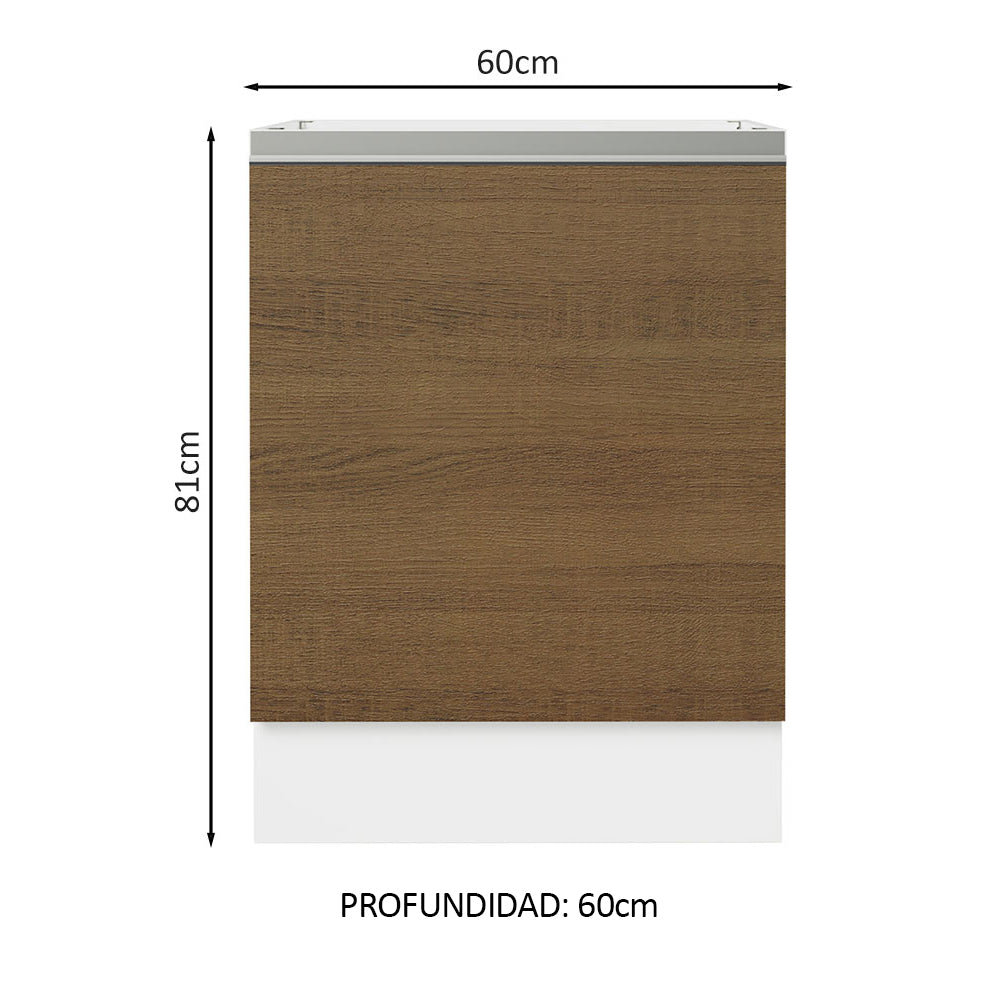Bajo Mesada Cocina 60 x 60 cm 1 Puerta (Sin Mesada) Blanco/Marrón Glamy Madesa