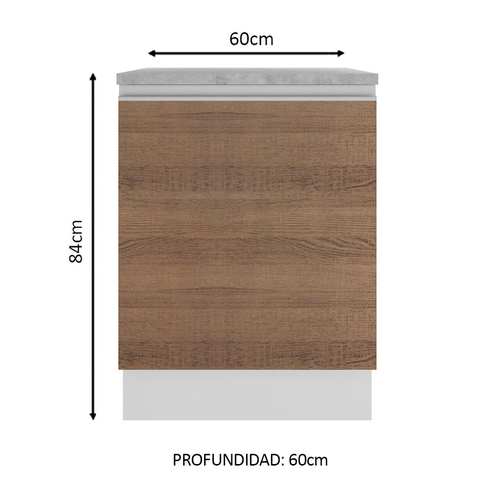 Bajo Mesada Madesa Glamy 60 x 60 cm 1 Puerta (Con Mesada) Blanco/Marrón