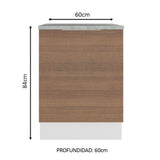 Bajo Mesada Cocina 60 x 60 cm 1 Puerta (Con Mesada) Blanco/Marrón Stella Madesa