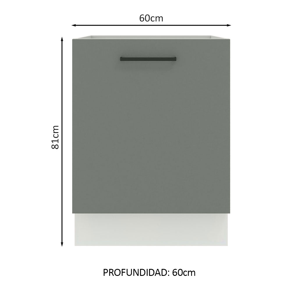 Bajo Mesada Cocina 60 x 60 cm 1 Puerta (Sin Mesada) Blanco/Gris Agata Madesa