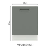 Bajo Mesada Cocina 60 x 60 cm 1 Puerta (Sin Mesada) Blanco/Gris Agata Madesa