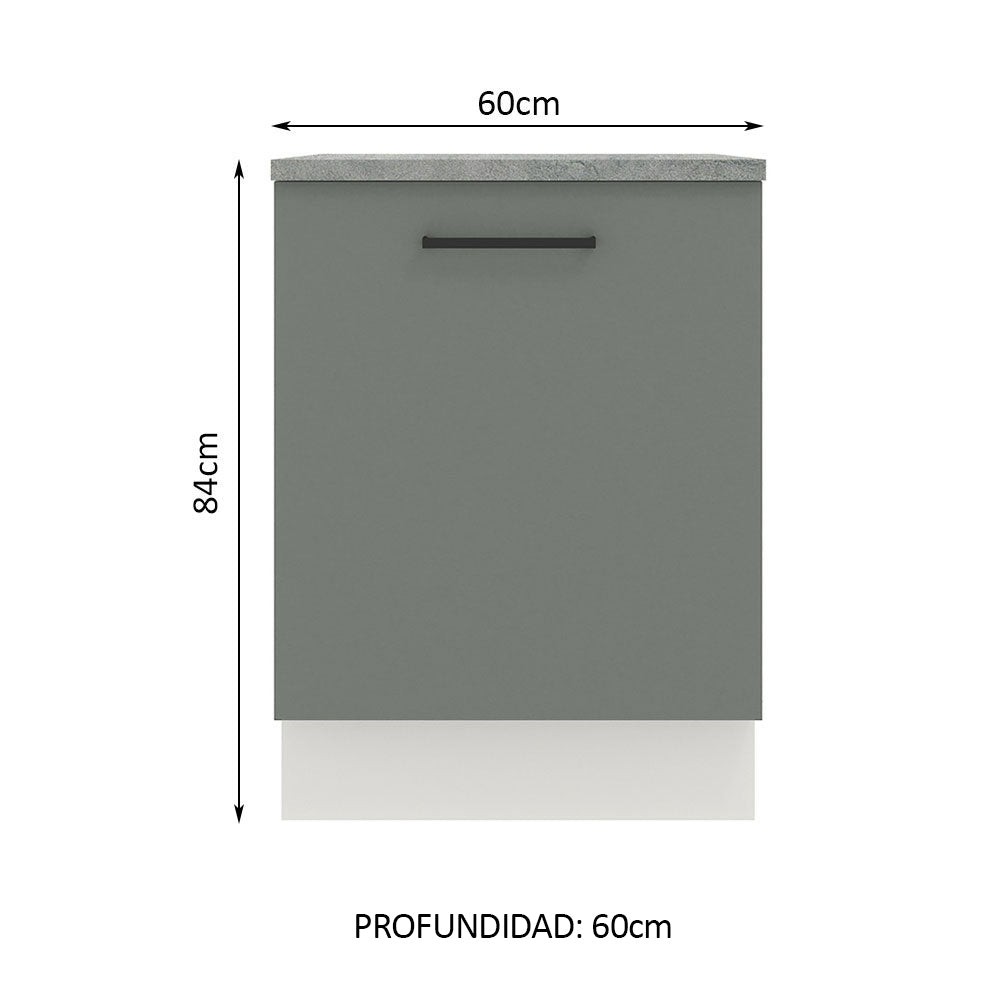 Bajo Mesada Cocina 60 x 60 cm 1 Puerta (Con Mesada) Blanco/Gris Agata Madesa