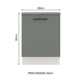 Bajo Mesada Cocina 60 x 60 cm 1 Puerta (Con Mesada) Blanco/Gris Agata Madesa