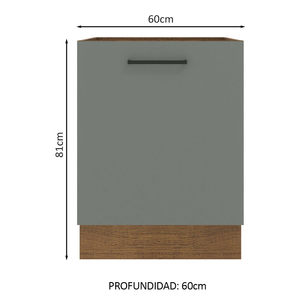Bajo Mesada Cocina 60 x 60 cm 1 Puerta (Sin Mesada) Marrón/Gris Agata Madesa