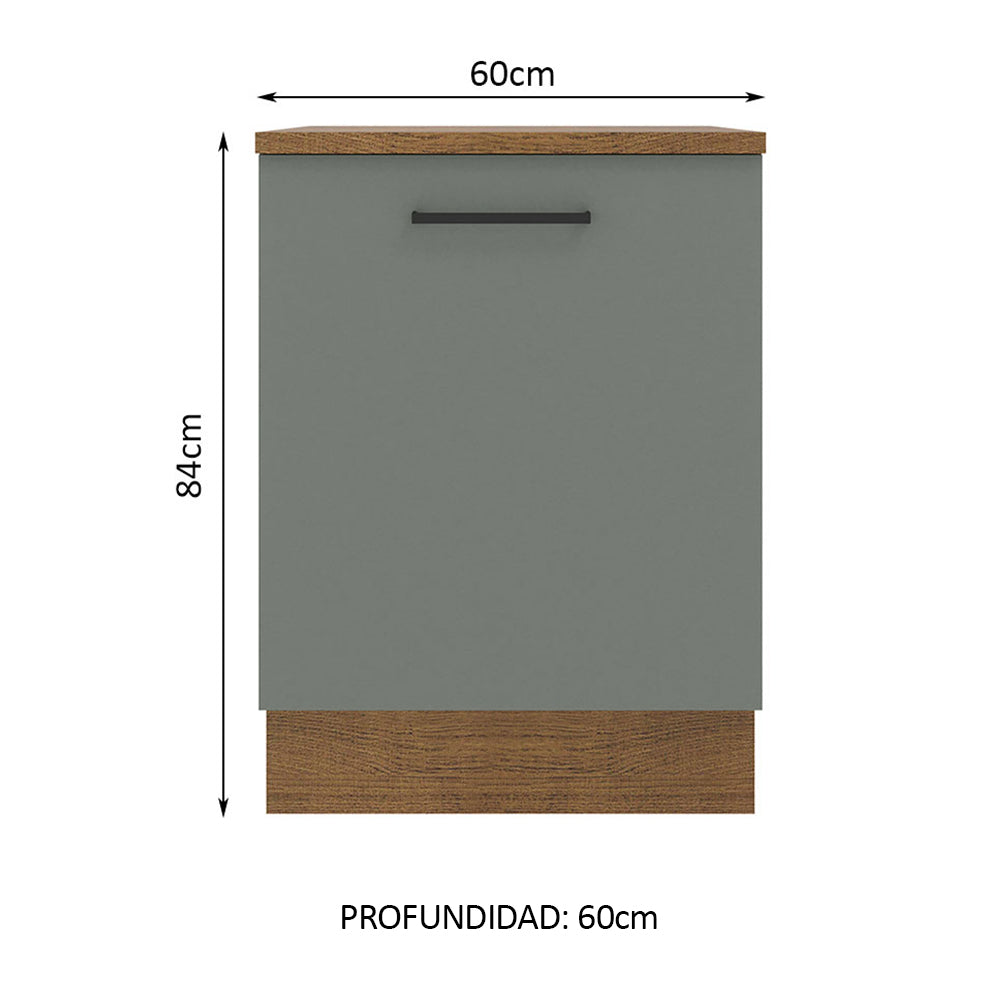 Bajo Mesada Cocina 60 x 60 cm 1 Puerta (Con Mesada) Marrón/Gris Agata Madesa