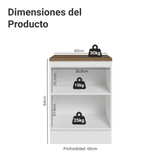 Bajo Mesada de Cocina 60 x 60 cm 1 Puerta (con Mesada) Blanco/Marrón Vik Madesa