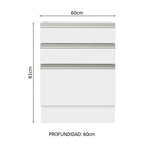 Bajo Mesada 60 x 60 cm 3 Cajones (Sin Mesada) Blanco Glamy Madesa