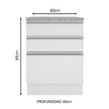 Bajo Mesada Madesa Glamy 60 x 60 cm 3 Cajones (Con Mesada) Blanco