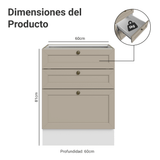 Bajo Mesada 60 x 60 cm 3 Cajones (Sin Mesada) Blanco/Crema Vik Madesa