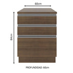 Bajo Mesada 60 x 60 cm 3 Cajones (Con Mesada) Marrón Glamy Madesa