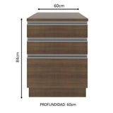 Bajo Mesada Madesa Glamy 60 x 60 cm 3 Cajones (Con Mesada) Marrón