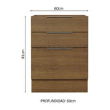 Bajo Mesada Cocina 60 x 60 cm 3 Cajones (Sin Mesada) Marrón Stella Madesa
