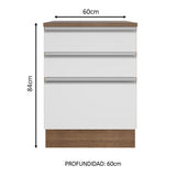 Bajo Mesada Madesa Glamy 60 x 60 cm 3 Cajones (Con Mesada) Marrón/Blanco