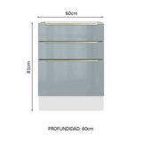 Bajo Mesada 60 cm x 60 cm, 3 Cajones Lux Blanco/Gris