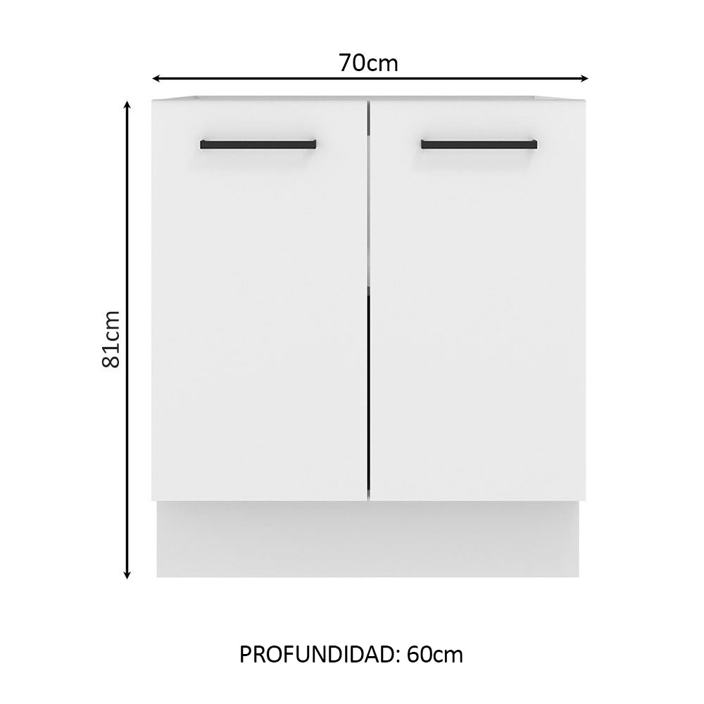 Bajo Mesada Cocina 70 x 60 cm 2 Puertas (Sin Mesada) Blanco Agata Madesa
