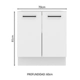 Bajo Mesada Cocina 70 x 60 cm 2 Puertas (Sin Mesada) Blanco Agata Madesa