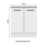 Bajo Mesada Cocina 70 x 60 cm 2 Puertas (Con Mesada) Blanco Agata Madesa