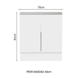 Bajo Mesada Cocina 70 x 60 cm 2 Puertas (Sin Mesada) Blanco Glamy Madesa
